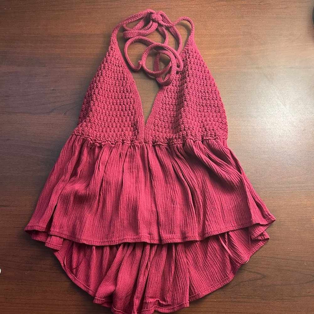 Garage Burgundy Halter Top